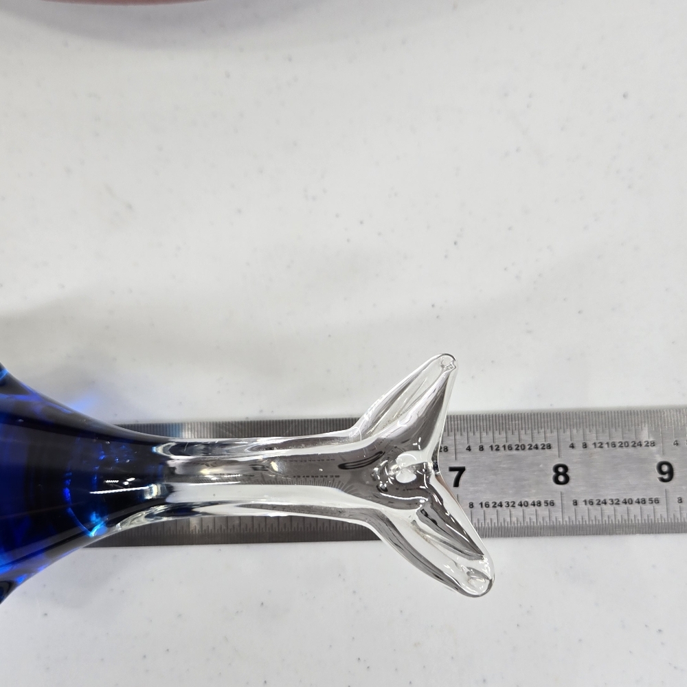 Vintage Murano Style Hand-blown Art Glass Paperweight Blue Whale Dolphin Shape - Picture 13 of 14
